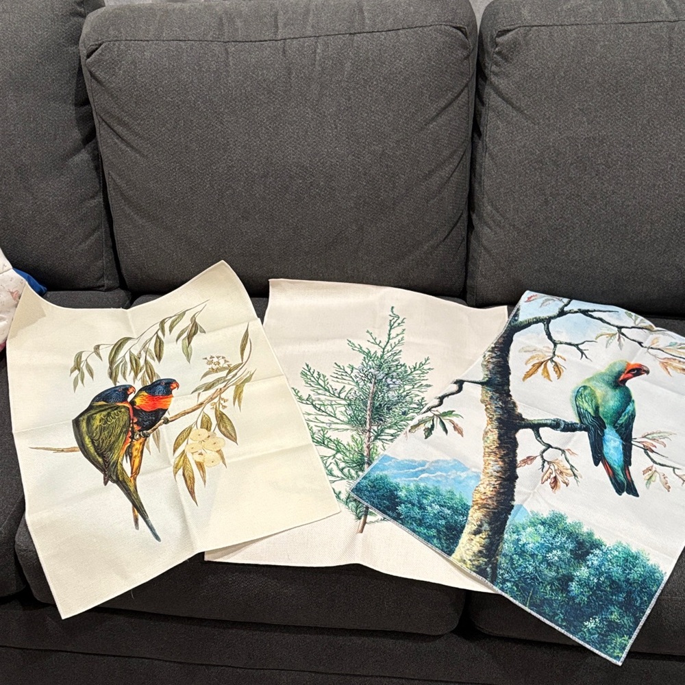 Colorful Bird and Tree Print Set